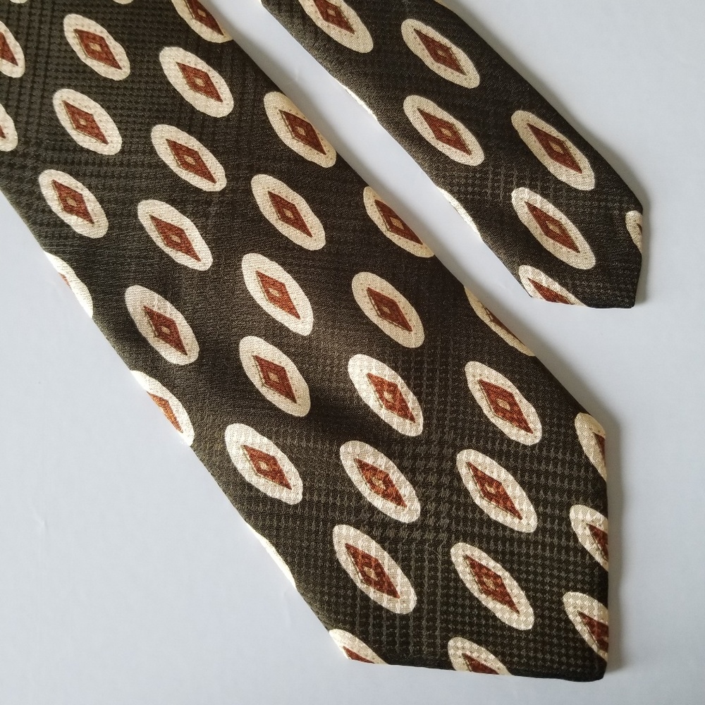 Brooks Brothers Deep Green Tan Copper Men's Tie